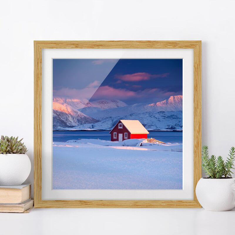 

Póster enmarcado - Santas House Dimensión LxA: 50cm x 50cm, Marco: Roble