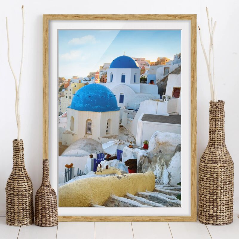 

Póster enmarcado - Santorini Dimensión LxA: 100cm x 70cm, Marco: Roble