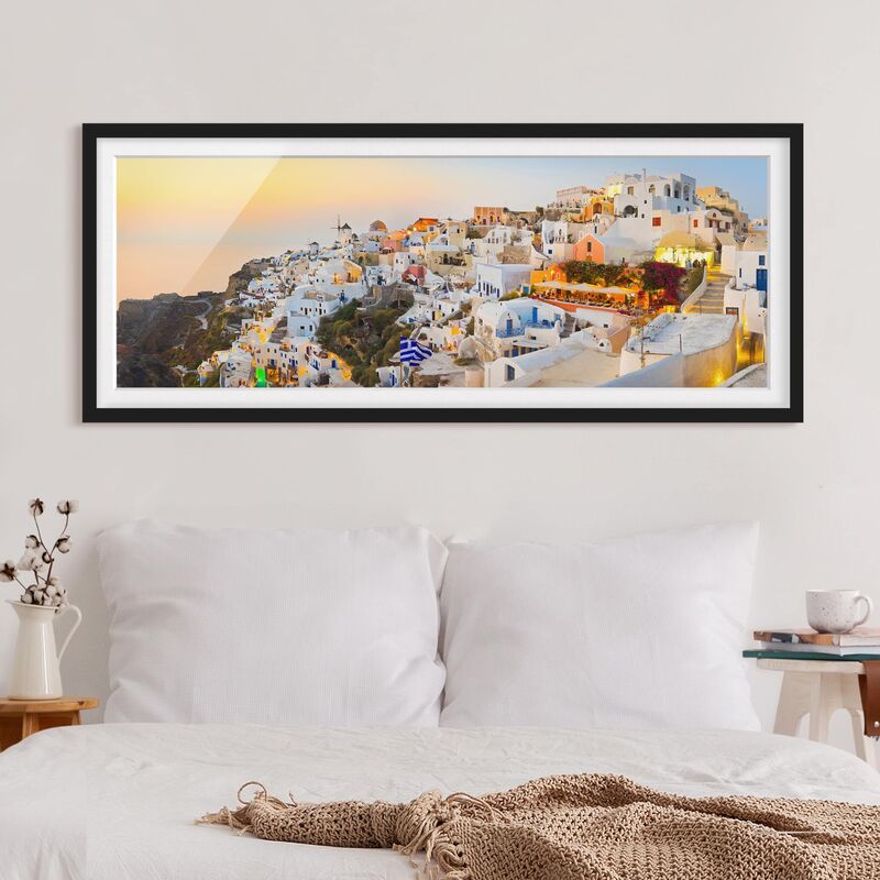 

Póster enmarcado - Santorini Luminoso Dimensión LxA: 30cm x 75cm, Marco: Negro