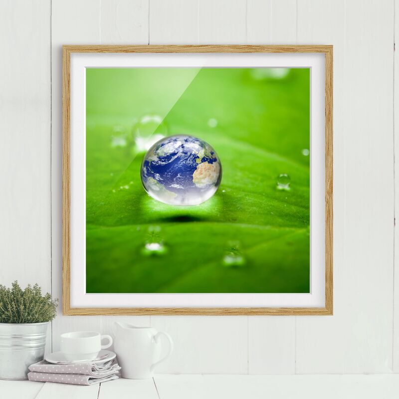 

Póster enmarcado - Save The Planet Dimensión LxA: 20cm x 20cm, Marco: Roble