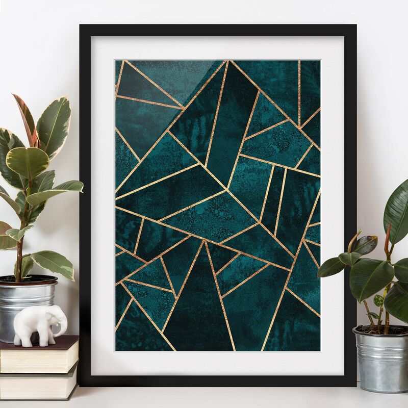 

Póster enmarcado - Scuro Turchese con oro Dimensión LxA: 40cm x 30cm, Marco: Negro