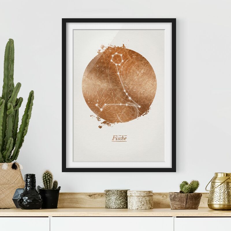 

Póster enmarcado - Segno zodiacale Pesci d'oro Dimensión LxA: 40cm x 30cm, Marco: Negro