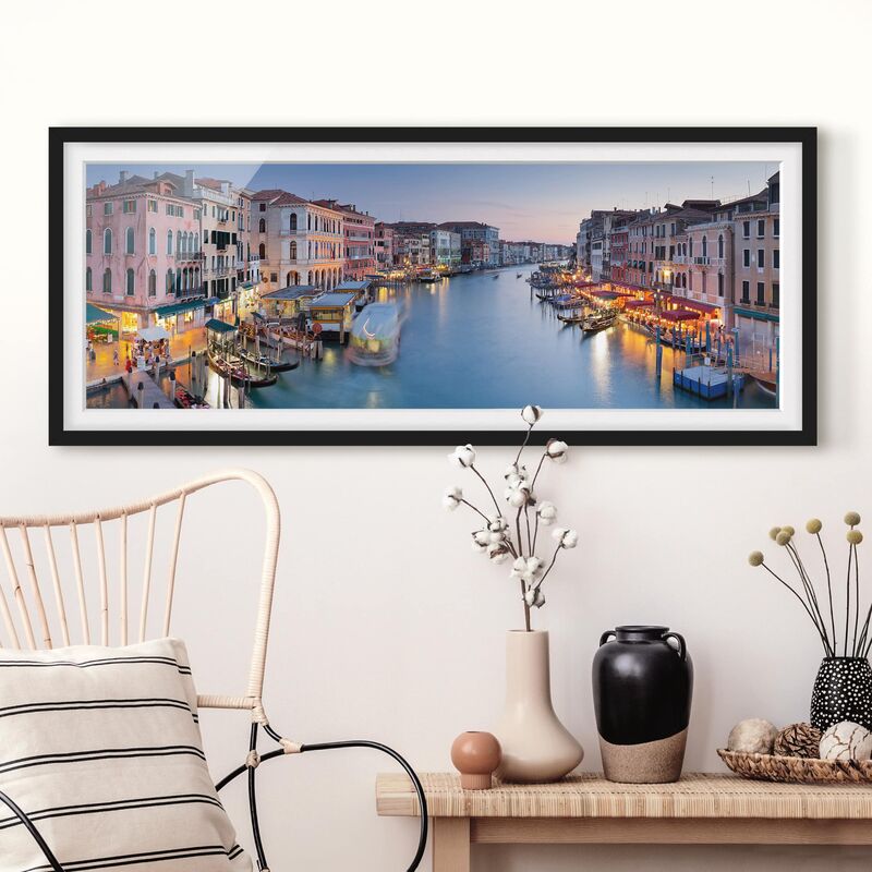 

Póster enmarcado - Serata Sul Canal Grande A Venezia Dimensión LxA: 20cm x 50cm, Marco: Negro