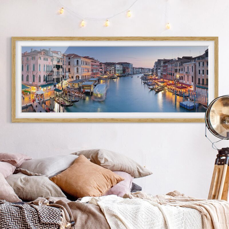 

Póster enmarcado - Serata Sul Canal Grande A Venezia Dimensión LxA: 50cm x 130cm, Marco: Roble