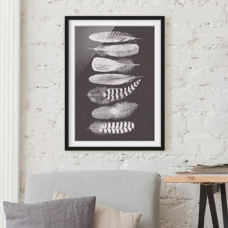 

Póster enmarcado - Seven Feathers - Drawing Dimensión LxA: 24cm x 18cm, Marco: Negro