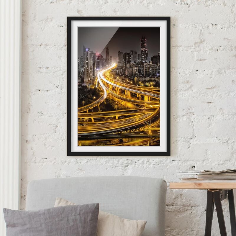 

Póster enmarcado - Shanghai At Night Dimensión LxA: 55cm x 40cm, Marco: Negro