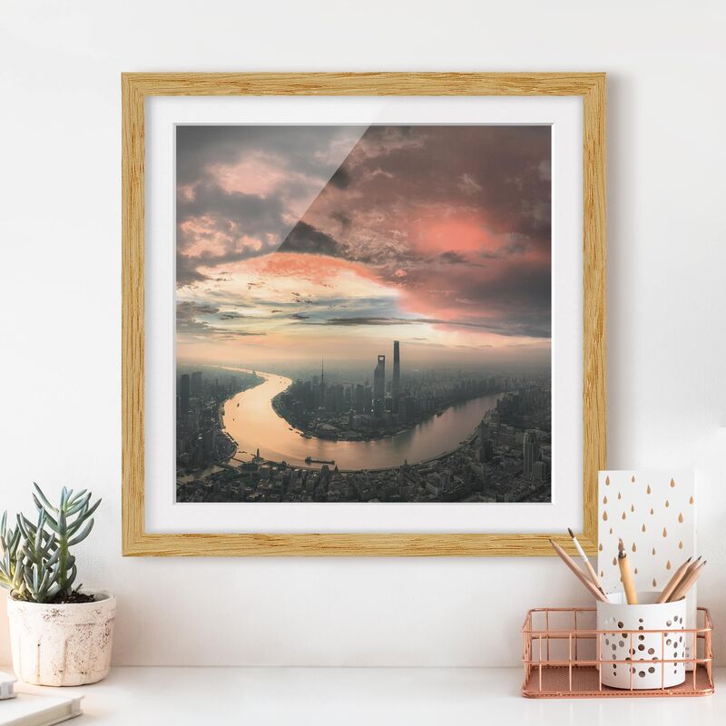 

Póster enmarcado - Shanghai Mattina Dimensión LxA: 30cm x 30cm, Marco: Roble