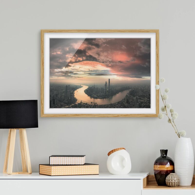 

Póster enmarcado - Shanghai Mattina Dimensión LxA: 50cm x 70cm, Marco: Roble