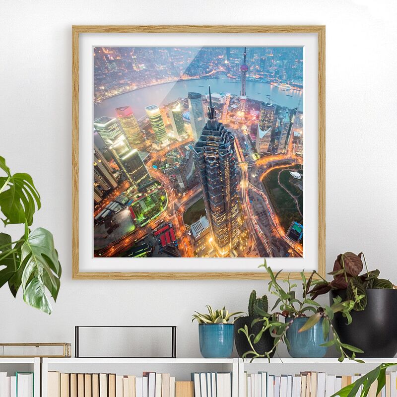 

Póster enmarcado - Shanghai Dimensión LxA: 20cm x 20cm, Marco: Roble