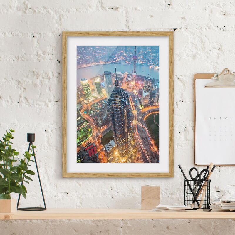 

Póster enmarcado - Shanghai Dimensión LxA: 55cm x 40cm, Marco: Roble