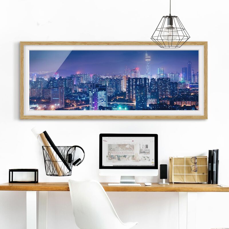 

Póster enmarcado - Shenzen In Cina Dimensión LxA: 30cm x 75cm, Marco: Roble