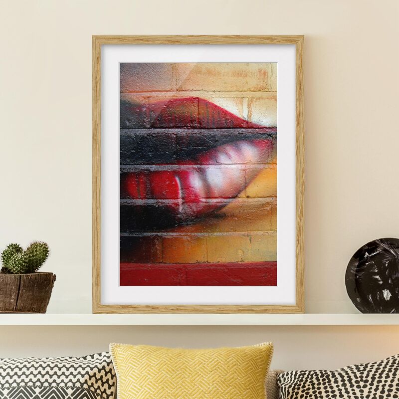 

Póster enmarcado - Show Me Lips Dimensión LxA: 70cm x 50cm, Marco: Roble