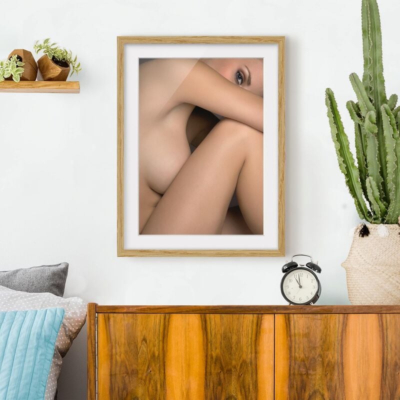 

Póster enmarcado - Side Frauenakt Dimensión LxA: 24cm x 18cm, Marco: Roble