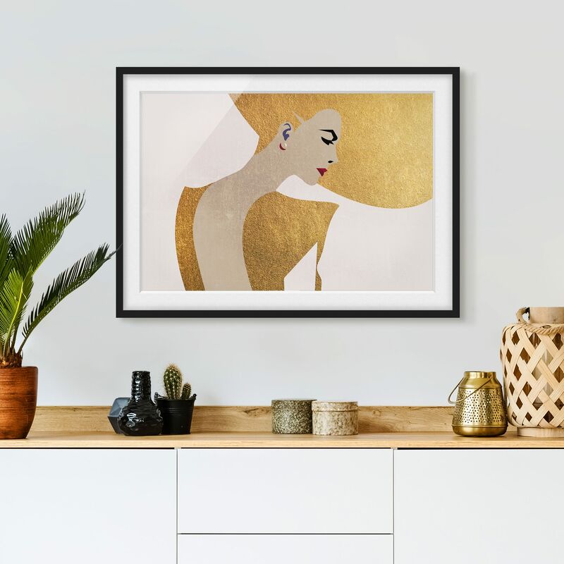 

Póster enmarcado - Signora con cappellino in oro Dimensión LxA: 50cm x 70cm, Marco: Negro