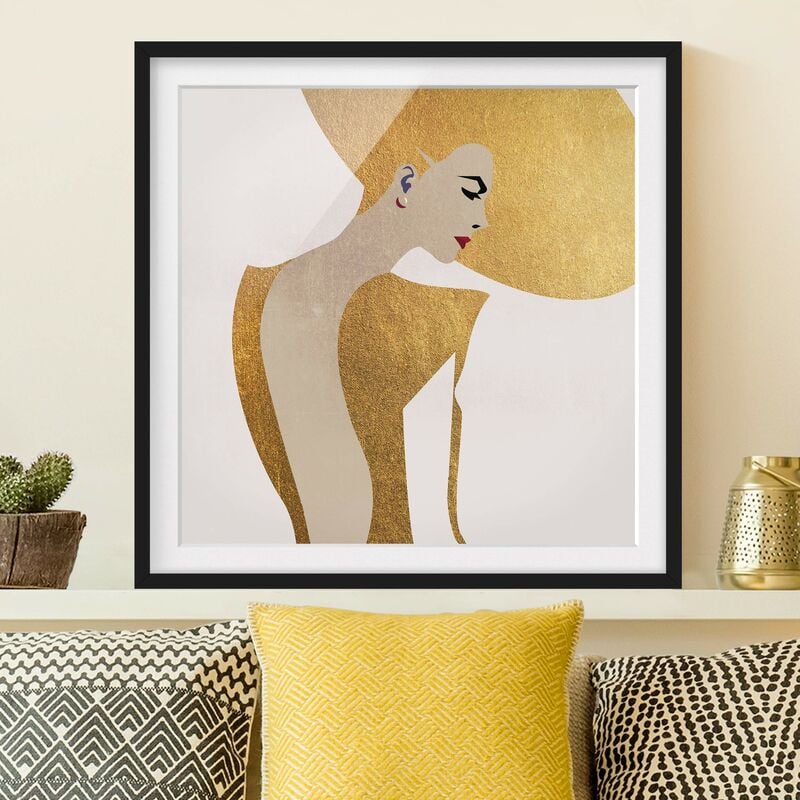 

Póster enmarcado - Signora con cappellino in oro Dimensión LxA: 30cm x 30cm, Marco: Negro