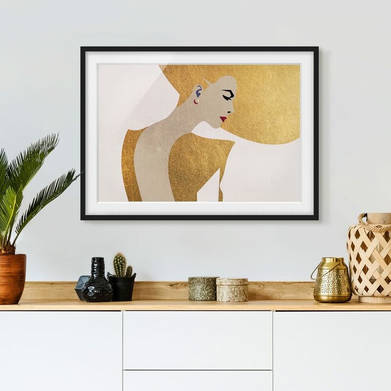 

Póster enmarcado - Signora con cappellino in oro Dimensión LxA: 40cm x 55cm, Marco: Negro