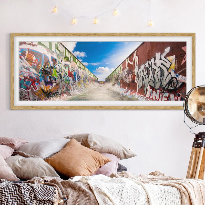 

Póster enmarcado - Skate Graffiti Dimensión LxA: 50cm x 130cm, Marco: Roble