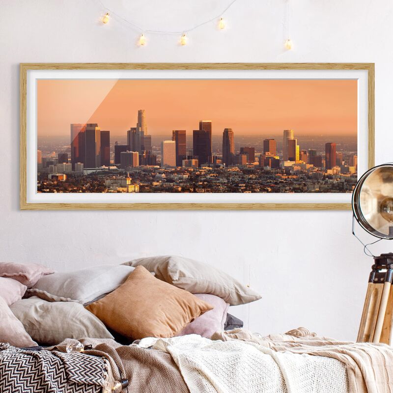 

Póster enmarcado - Skyline Di Los Angeles Dimensión LxA: 40cm x 100cm, Marco: Roble