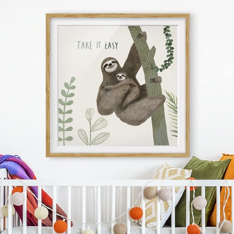 

Póster enmarcado - Sloth Sayings - Easy Dimensión LxA: 30cm x 30cm, Marco: Roble