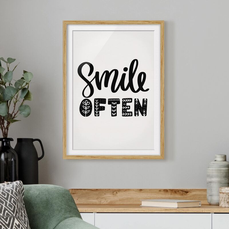 

Póster enmarcado - Smile Often Dimensión LxA: 55cm x 40cm, Marco: Roble