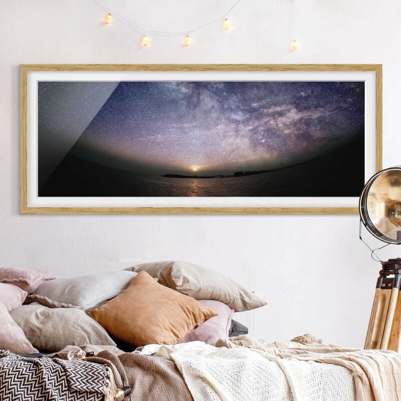 

Póster enmarcado - Sole e le stelle in mare Dimensión LxA: 50cm x 130cm, Marco: Roble