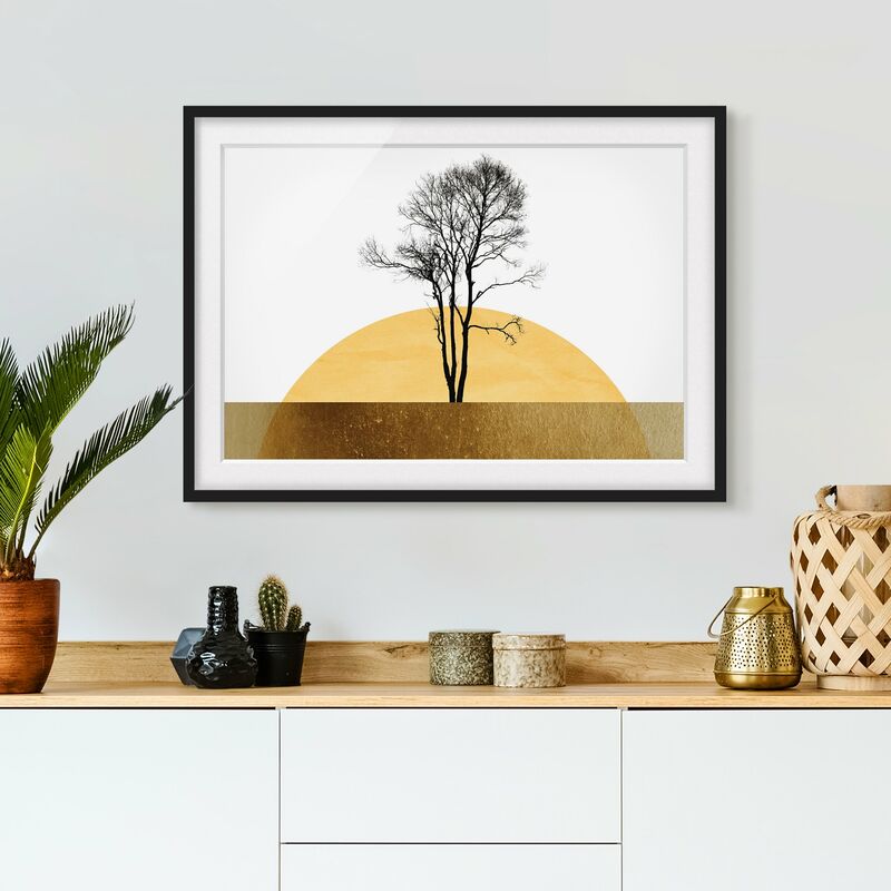 

Póster enmarcado - Sole dorato con albero Dimensión LxA: 50cm x 70cm, Marco: Negro