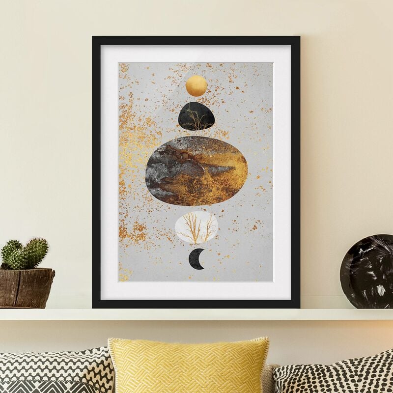 

Póster enmarcado - Sole e Luna in oro Luster Dimensión LxA: 70cm x 50cm, Marco: Negro