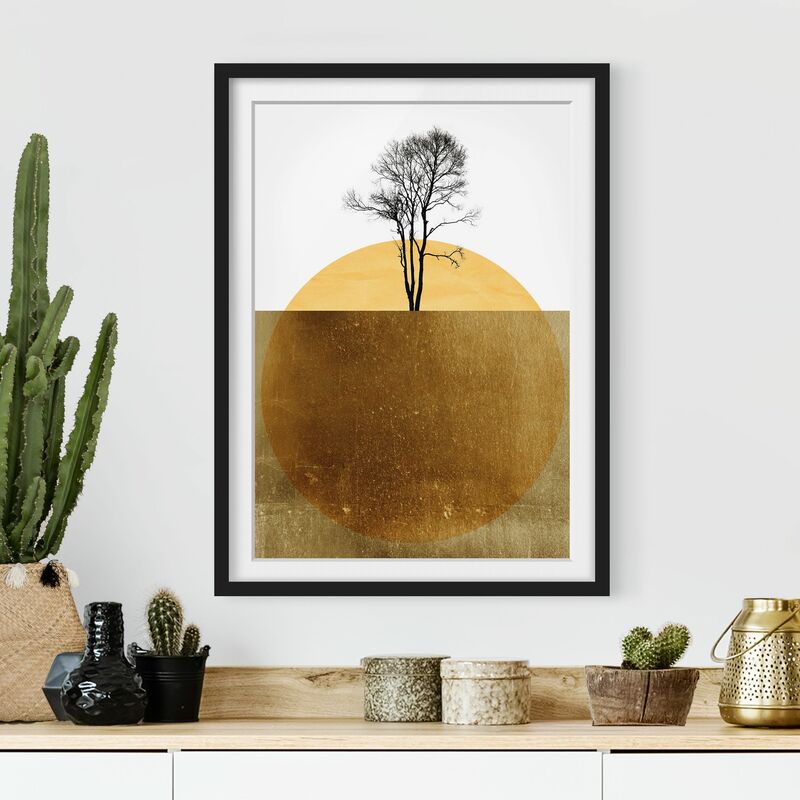 

Póster enmarcado - Sole dorato con albero Dimensión LxA: 55cm x 40cm, Marco: Negro