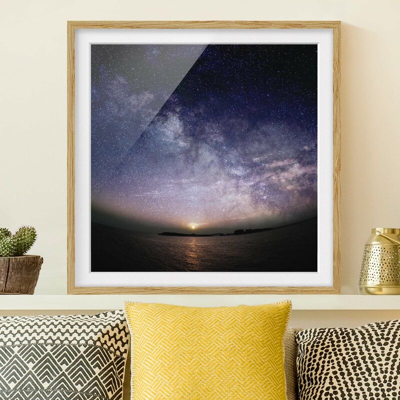 

Póster enmarcado - Sole e le stelle in mare Dimensión LxA: 50cm x 50cm, Marco: Roble