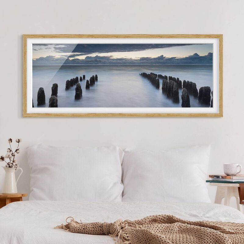 

Póster enmarcado - Sopraflutto In Legno Nel Mare Del Nord A Sylt Dimensión LxA: 40cm x 100cm, Marco: Roble