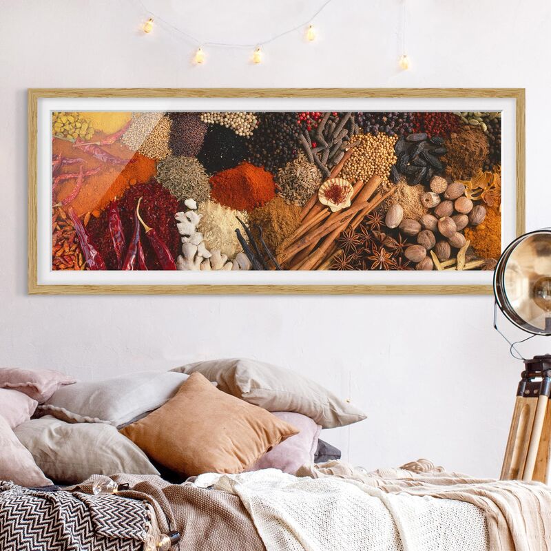 

Póster enmarcado - Spezie Esotiche Dimensión LxA: 20cm x 50cm, Marco: Roble