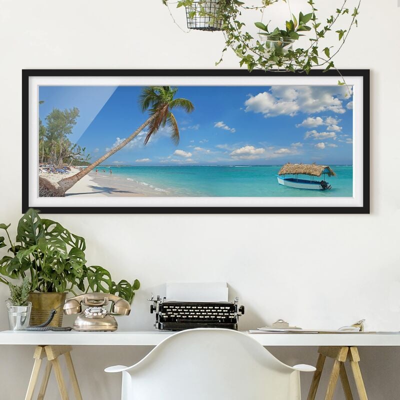 

Póster enmarcado - Spiaggia Tropicale Dimensión LxA: 50cm x 130cm, Marco: Negro