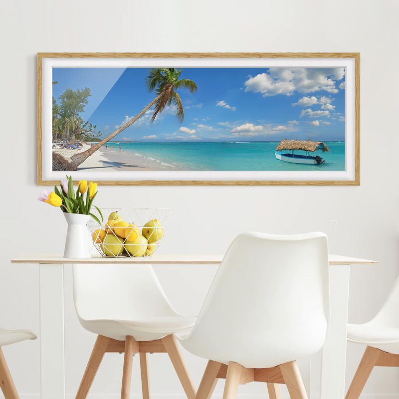 

Póster enmarcado - Spiaggia Tropicale Dimensión LxA: 30cm x 75cm, Marco: Roble