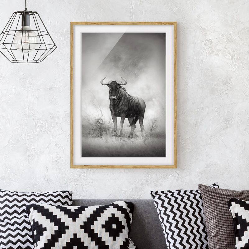 

Póster enmarcado - Staring Wildebeest Dimensión LxA: 55cm x 40cm, Marco: Roble