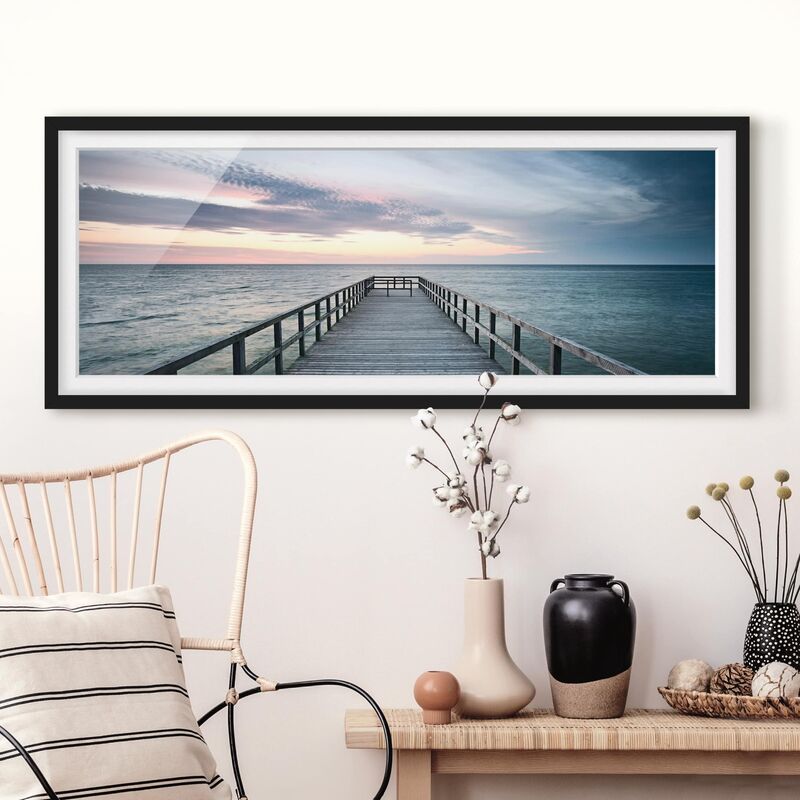 

Póster enmarcado - Steg Promenade Dimensión LxA: 30cm x 75cm, Marco: Negro