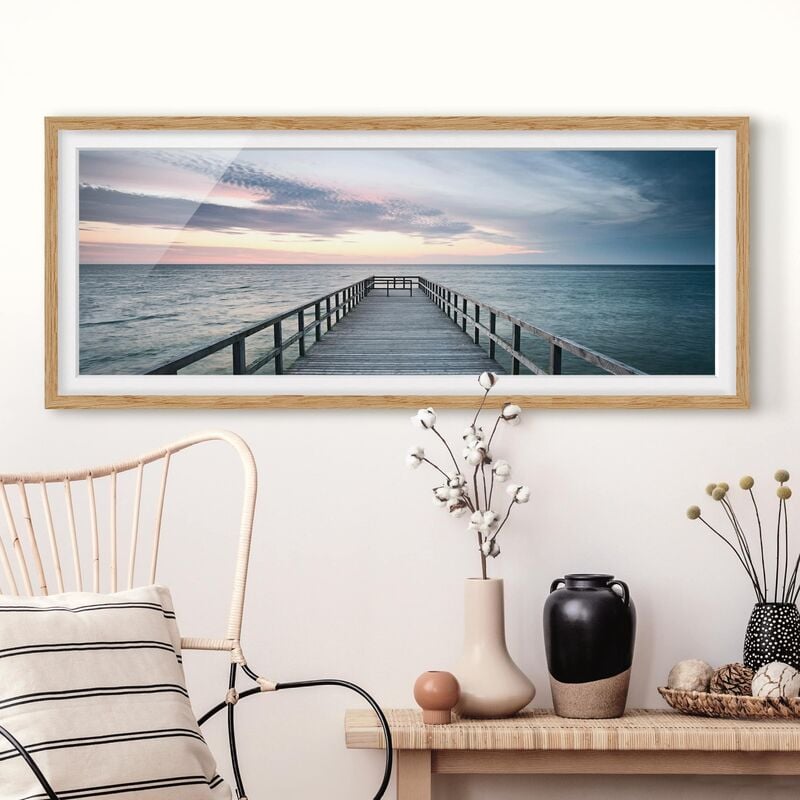 

Póster enmarcado - Steg Promenade Dimensión LxA: 20cm x 50cm, Marco: Roble