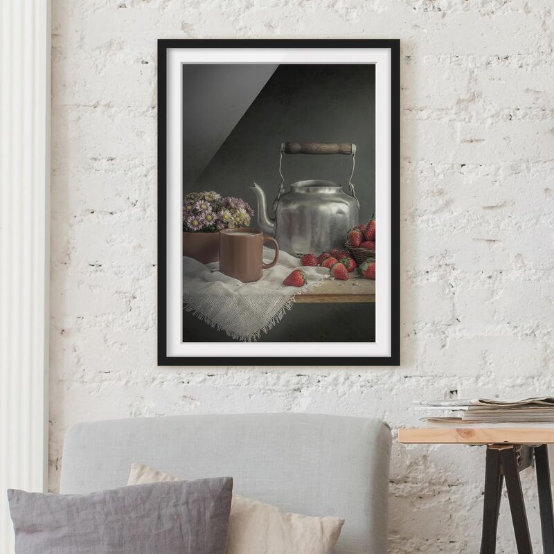 

Póster enmarcado - Still Life With Strawberries Dimensión LxA: 70cm x 50cm, Marco: Negro