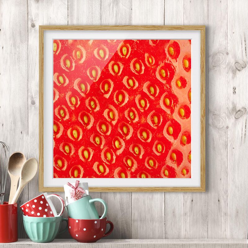 

Póster enmarcado - Strawberry Structure Dimensión LxA: 50cm x 50cm, Marco: Roble