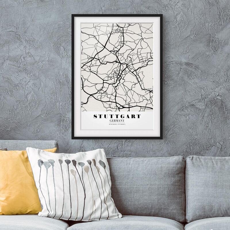 

Póster enmarcado - Stuttgart City Map - Classic Dimensión LxA: 70cm x 50cm, Marco: Negro
