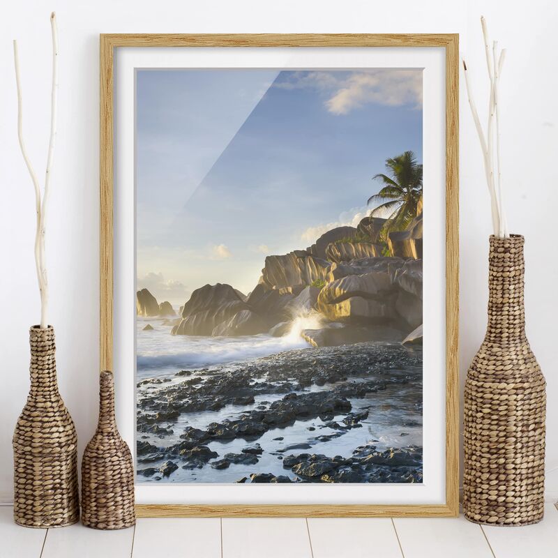

Póster enmarcado - Sunset On The Island Paradise Dimensión LxA: 70cm x 50cm, Marco: Roble