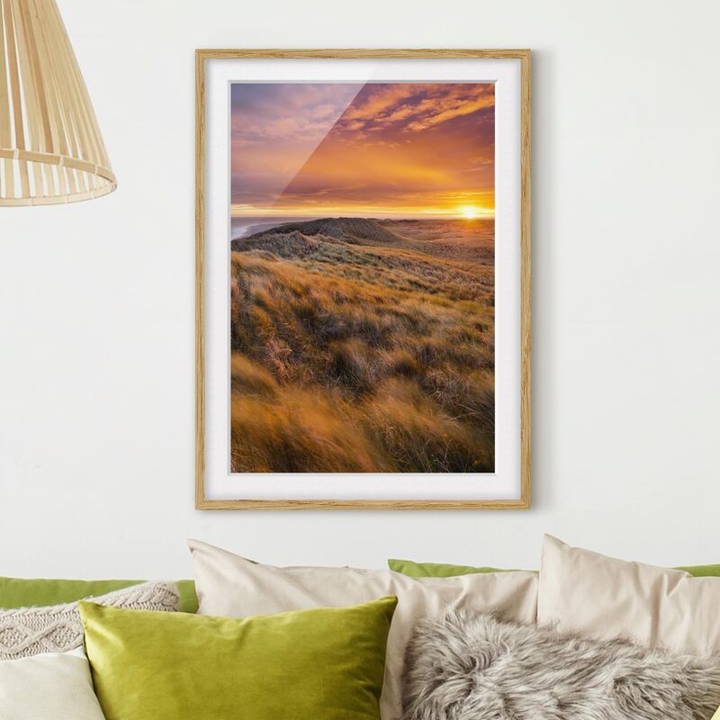 

Póster enmarcado - Sunrise On The Beach On Sylt Dimensión LxA: 70cm x 50cm, Marco: Roble