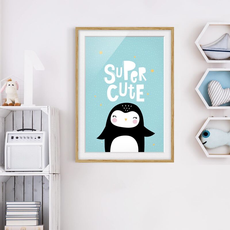 

Póster enmarcado - Super Cute Penguin Dimensión LxA: 70cm x 50cm, Marco: Roble