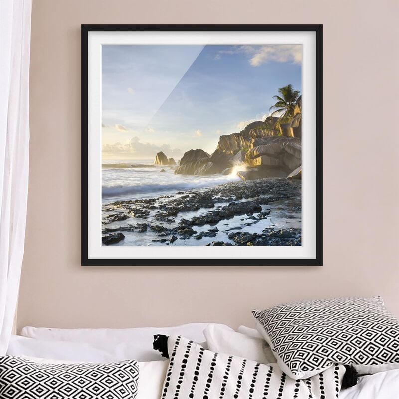 

Póster enmarcado - Sunset On The Island Paradise Dimensión LxA: 30cm x 30cm, Marco: Negro