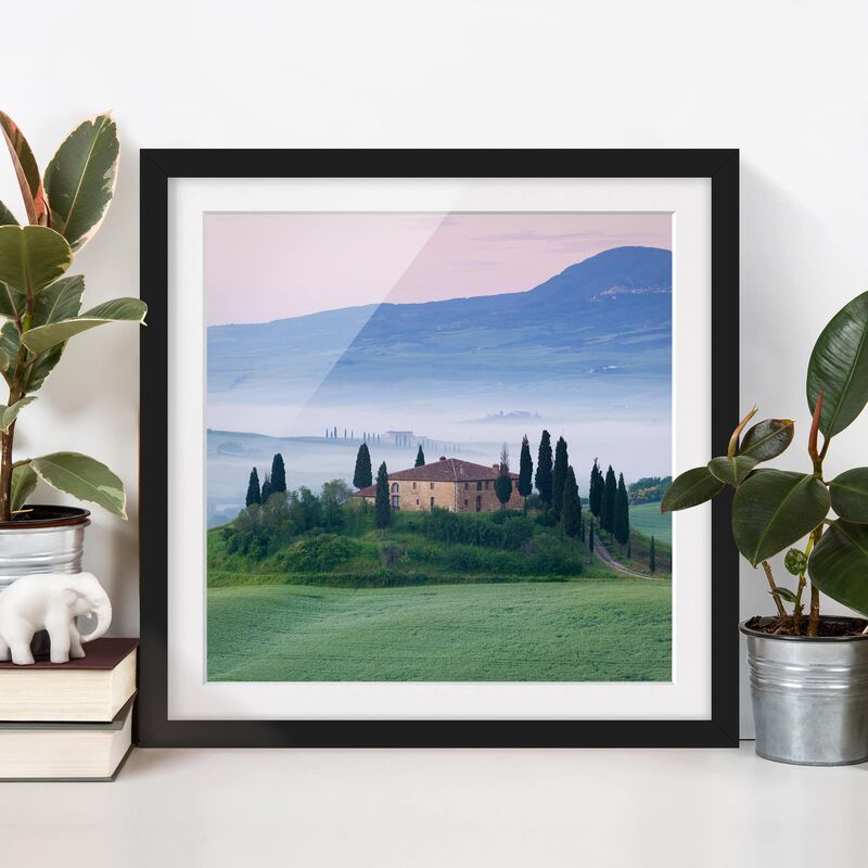 

Póster enmarcado - Sunrise In Tuscany Dimensión LxA: 50cm x 50cm, Marco: Negro