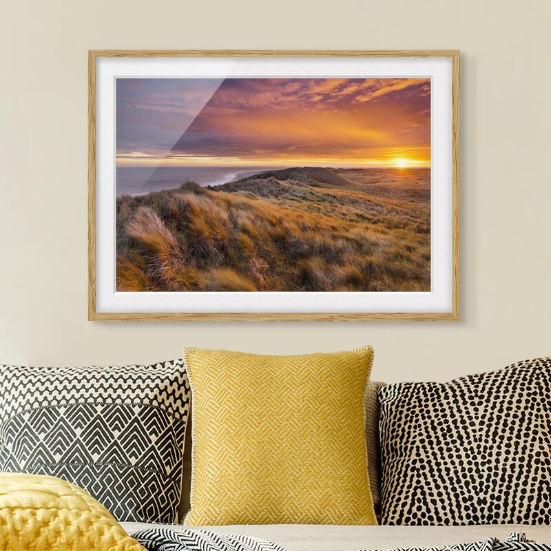 

Póster enmarcado - Sunrise On The Beach On Sylt Dimensión LxA: 40cm x 55cm, Marco: Roble