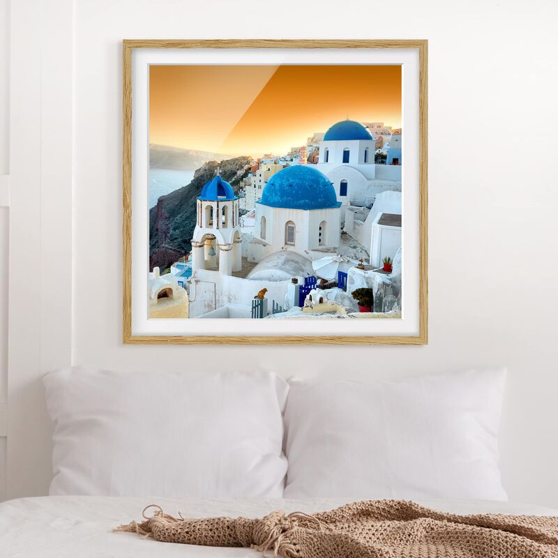 

Póster enmarcado - Sunset Over Santorini Dimensión LxA: 20cm x 20cm, Marco: Roble