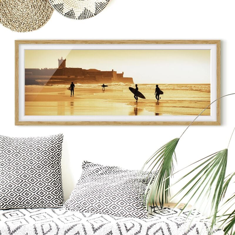 

Póster enmarcado - Surfer Beach Dimensión LxA: 20cm x 50cm, Marco: Roble