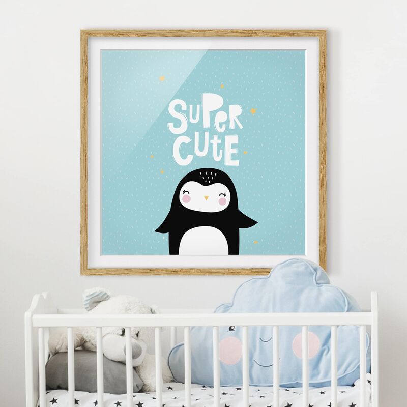 

Póster enmarcado - Super Cute Penguin Dimensión LxA: 20cm x 20cm, Marco: Roble