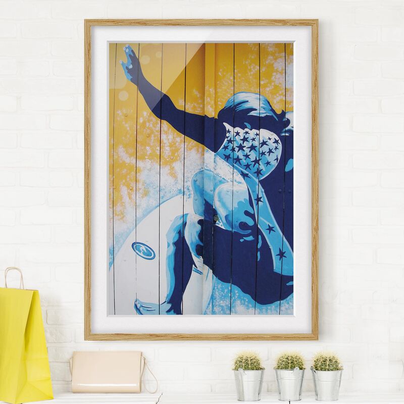 

Póster enmarcado - Surfing Dimensión LxA: 24cm x 18cm, Marco: Roble