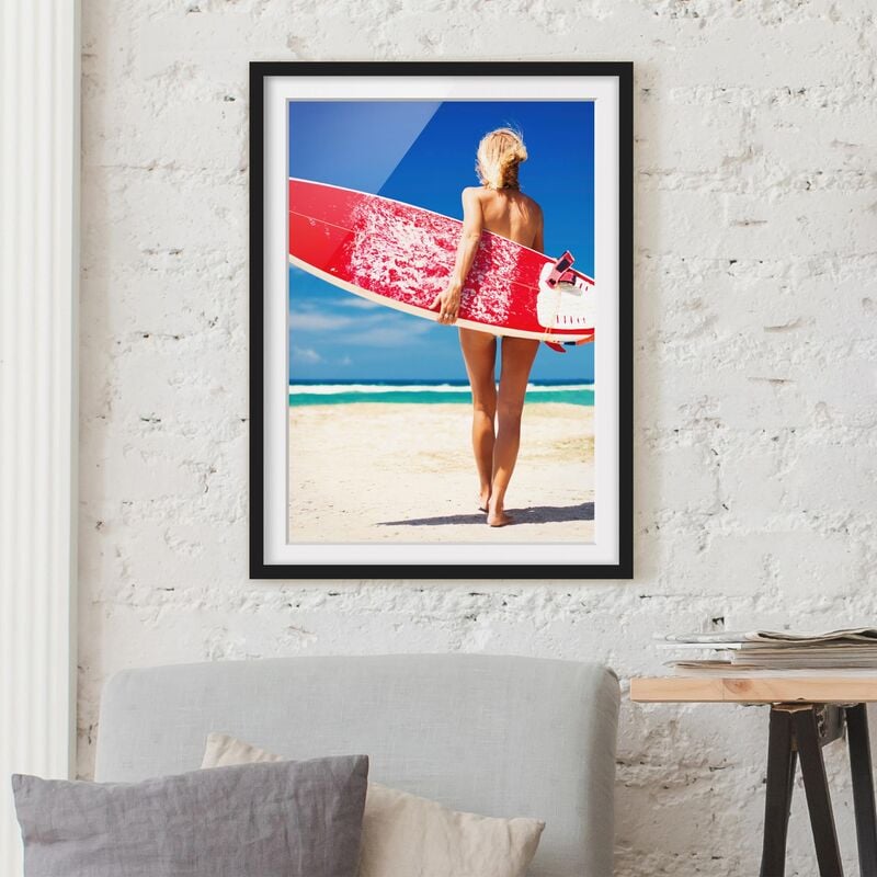 

Póster enmarcado - Surfer Girl Dimensión LxA: 55cm x 40cm, Marco: Negro